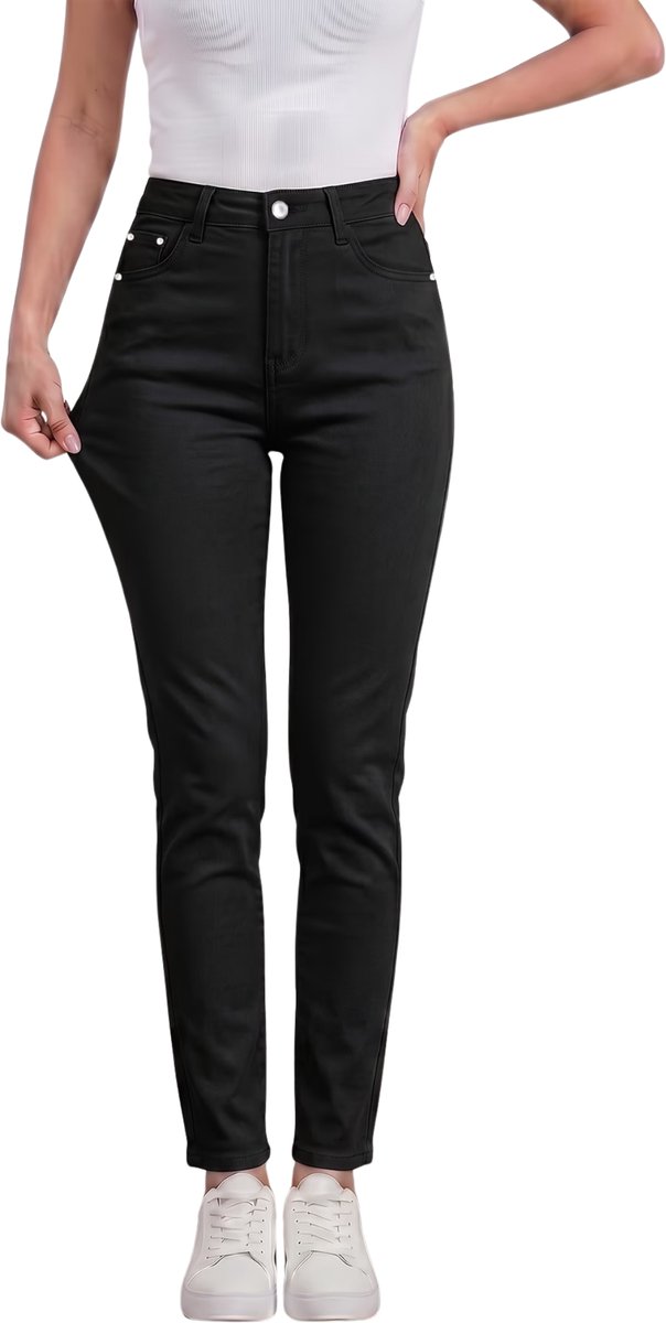 Currero Pantalon Dames Chino Golfbroek Nette Broek Met Elastische Tailleband Volwassenen Zwart