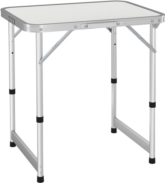 1 stuk - Vouwbare tafel - Camping tafel - Tuin tafel - Hoogte verstelbaar - Aluminium legering - Medium density fiberboard - Wit — afbeelding 4