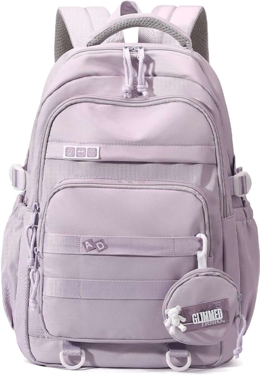 Verpakking van 1 stuk - Studentenrugzak - Stijlvolle schoudertas - Leuke schoolrugzak - Ruime, casual tas voor dagelijks gebruik - Voordelige reistas - Rugondersteuning en gewichtsvermindering - Geschikt voor school en reizen - 31*16*47 cm - Paars