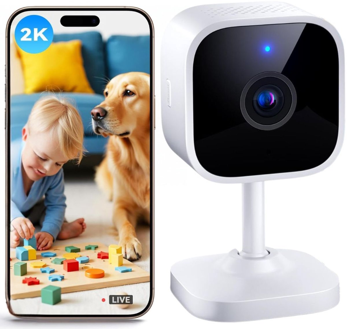 ApexArte® Binnen Camera - Beveiligingscamera Mini - Huisbewaking Thuis - Bewegingsdetectie Geluid