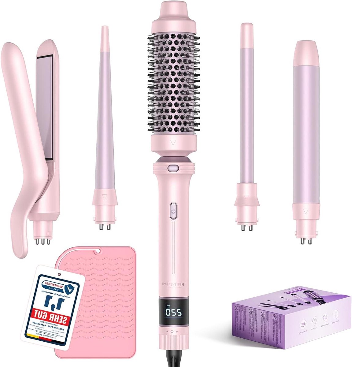 Krultang Set - Haarstyling Tool - Verschillende Kapsels - 5-in-1 Functionaliteit - 13 Temperatuurstanden - Roze