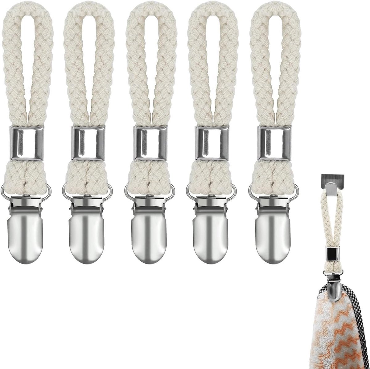 Handdoekhangers Set van 5, Multifunctionele Handdoekclips voor Keuken en Badkamer, Ideaal voor Theedoeken en Badhanddoeken