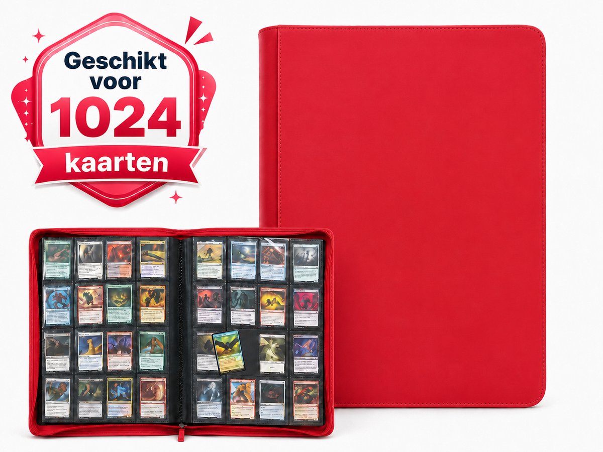 1024 4x4 Pocket Trading Card Binder-Rood-Verzamelmap voor Pokémon, MTG, TCG Kaarten