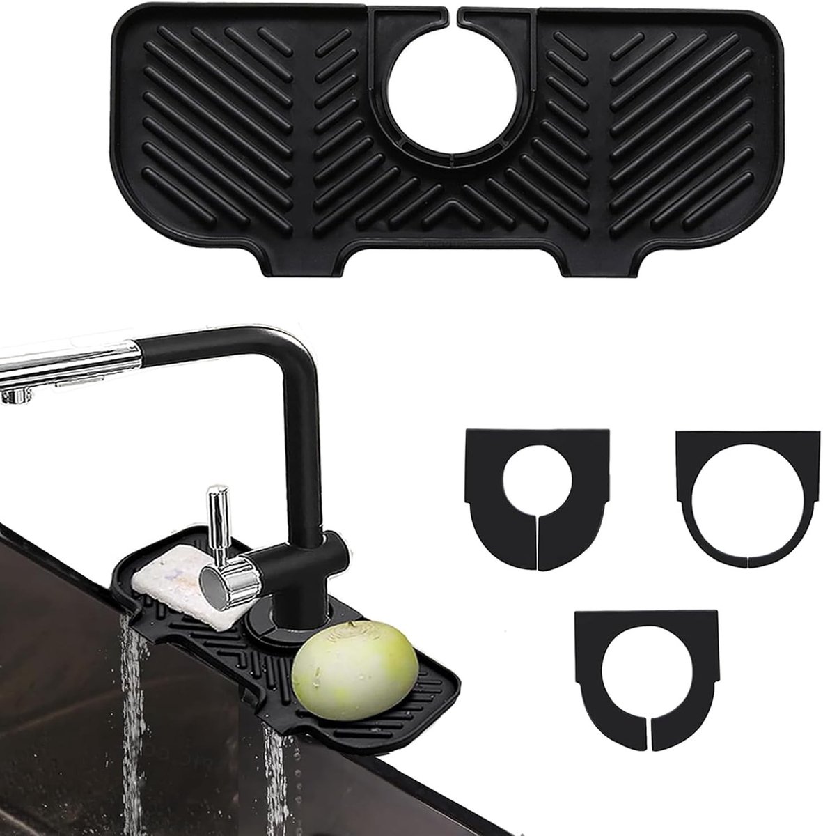 Splash Guard en Drainer Mat voor Keuken en Badkamer, Silicone Wateropvangmat voor Ondergrond Bescherming, 32 x 13 cm