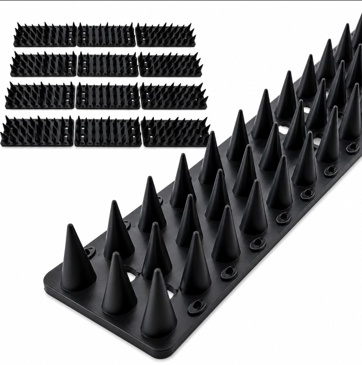 BSS® Duivenpinnen 2,4 m – Kunststof Duivenwering met 8 Flexibele Stroken van 30 cm – Vogelpinnen voor Balkon, Vensterbank en Luifel