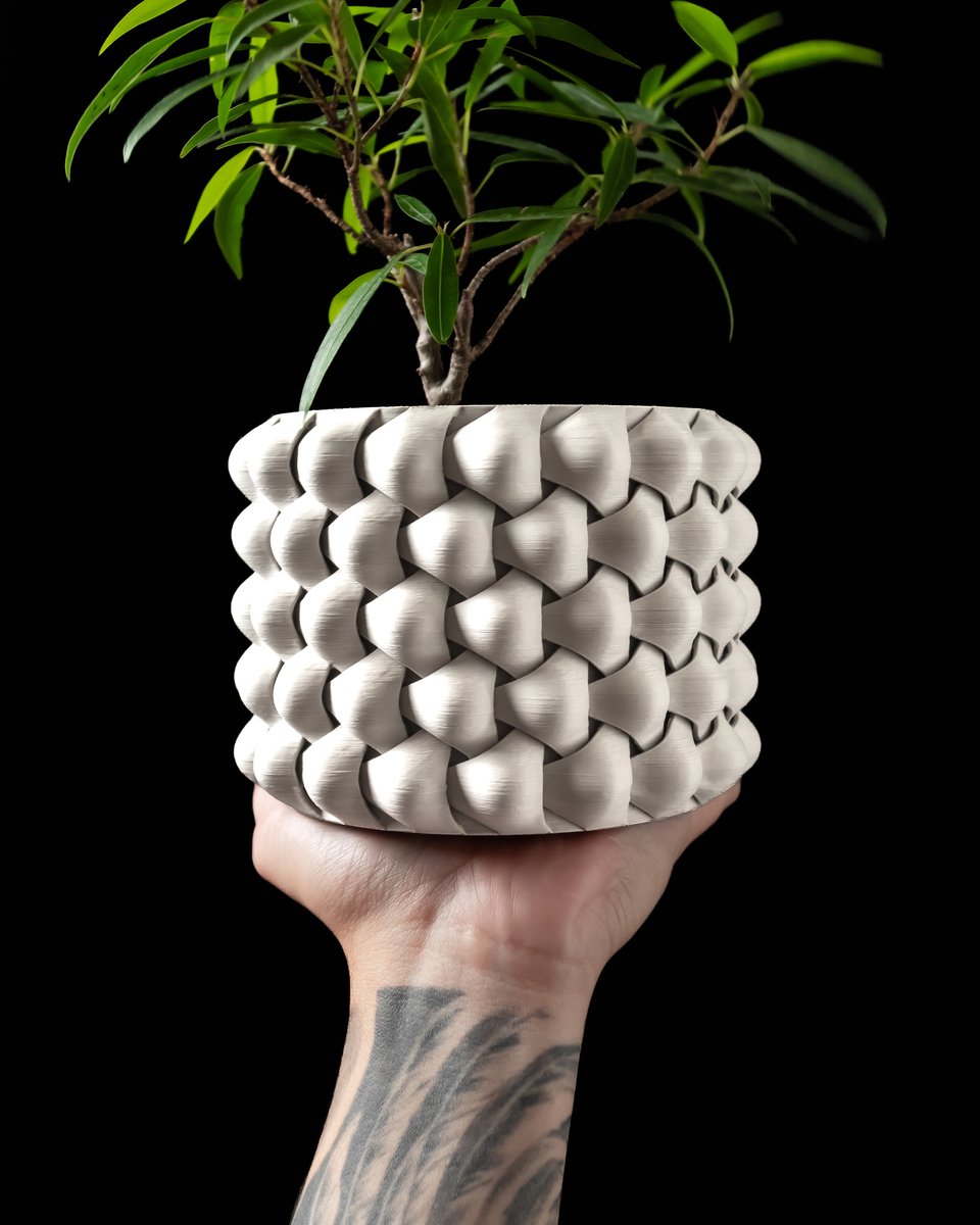 Skushy Triweave Bloempot - Moderne Designpot voor Kamerplanten - Sculpturale Plantenpot voor Woonkamer en Kantoor - Premium Woondecoratie