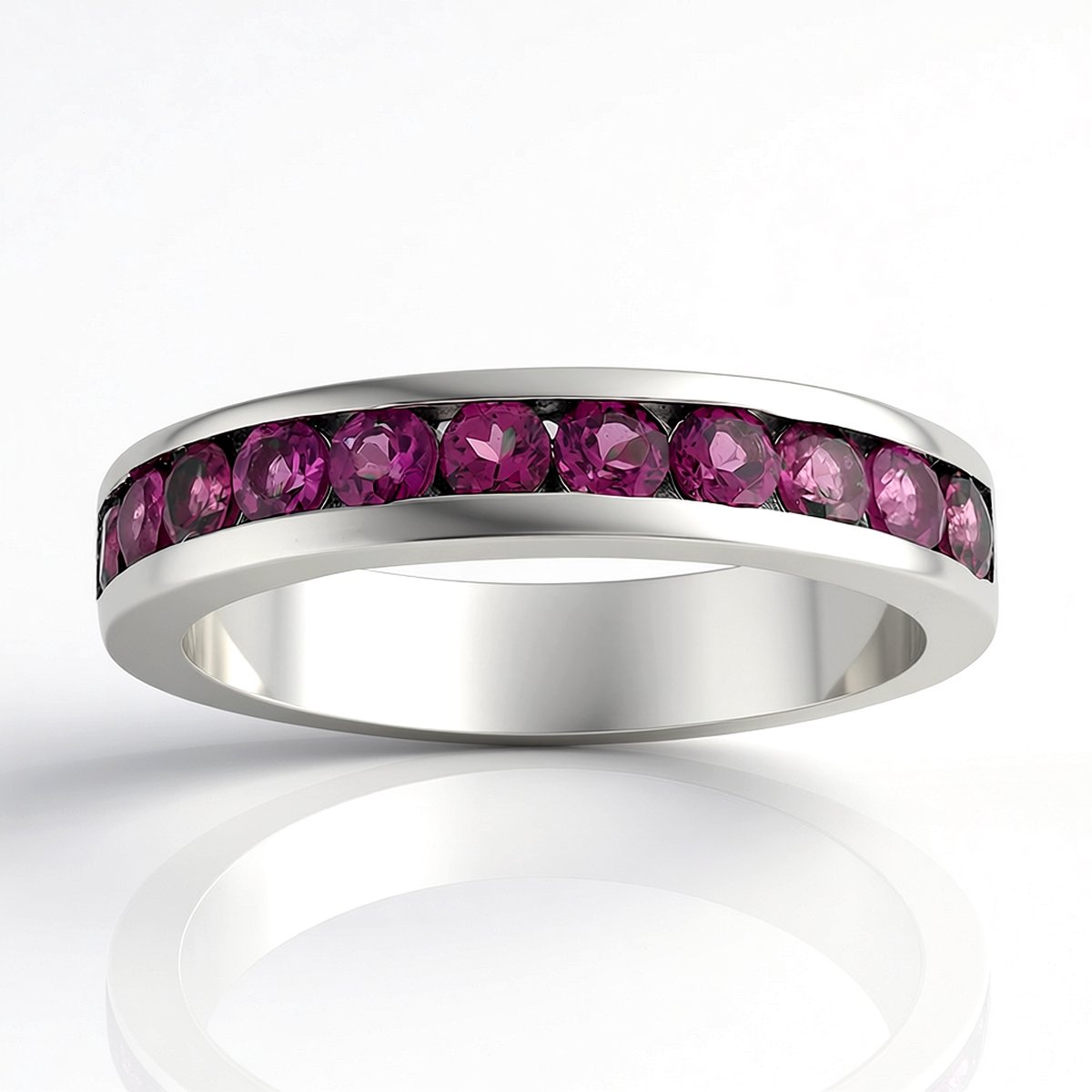 Cavill - Elegante 925 Sterling Zilveren Ring - 11 Ronde Rhodoliet Edelstenen 0,91 ct - Gerhodineerd - Handgemaakt Tanzanian Sieraden