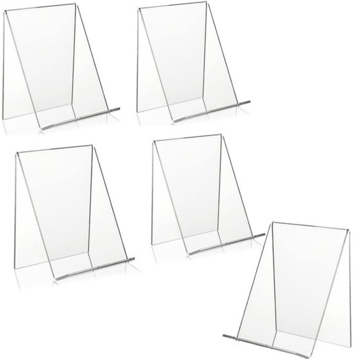Boekenstandaard Transparant - 5 Stuks - Acryl - Multifunctionele Tafelstandaard - Voor Boeken/Foto's - Afmetingen 100 x 115 x 130 mm - Displaystandaard