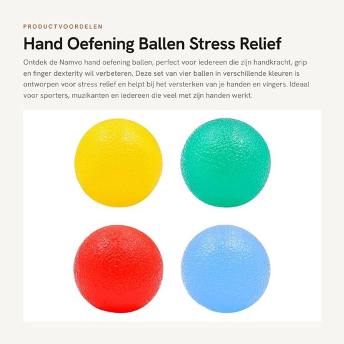 Hand Oefening Ball - 4 Stuks - Stressbal - Knijpbal Handtrainer - Knijpballetjes voor de Hand Fysio - Lichtgewicht TPE Materiaal
