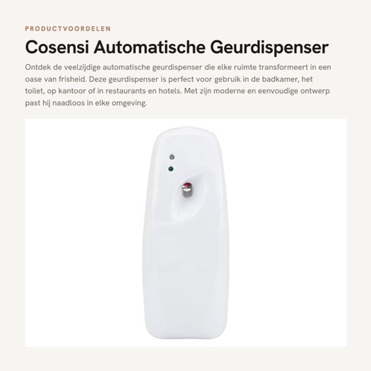 Geurdispenser Automatisch - Luchtverfrisser Wandmontage - Verstelbare Spray - Voor Badkamer/Toilet/Kantoor - Hoogwaardig ABS - 300 ml Capaciteit