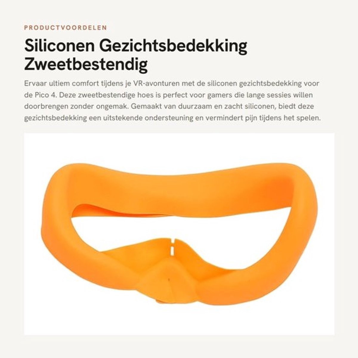Siliconen Gezichtsbedekking - Zweetbestendig - Comfortabel - Oranje - Oogkussen - Geschikt voor Pico 4 - Siliconen Hoes