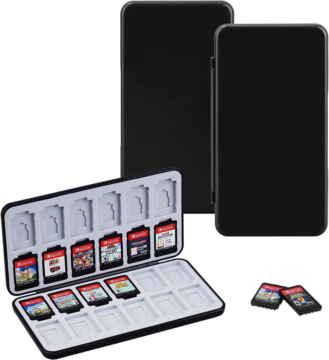SnelShoppen - 24-Slot Switch Game Card Case - Organiser voor Switch, Lite & OLED - Zwart - Draagbare Kaart Houder met Magnetische Sluiting - Geschikt