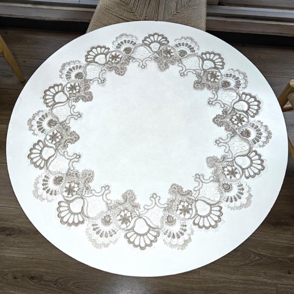 Tafelkleed 60 x 60 cm - Ronde Kanten Tafelkleed - Vintage Tafelkleed - Decoratie Eettafel - Hoogwaardig Tule - Elegant Design - Tafelmat