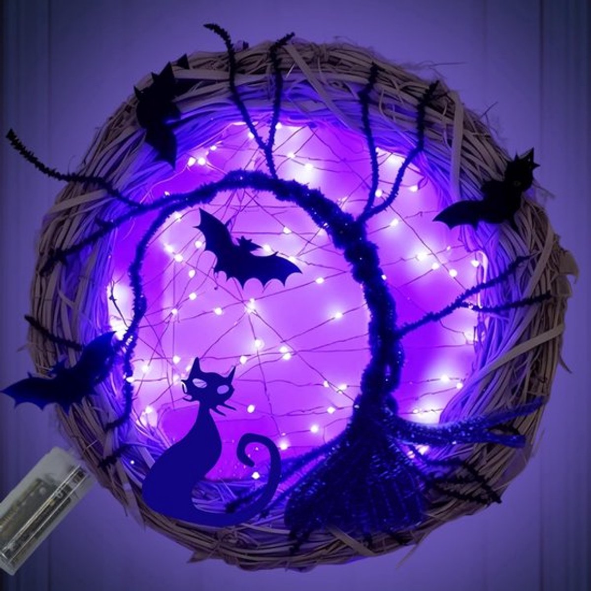 Halloween Vleermuis Deurkrans met LED Verlichting