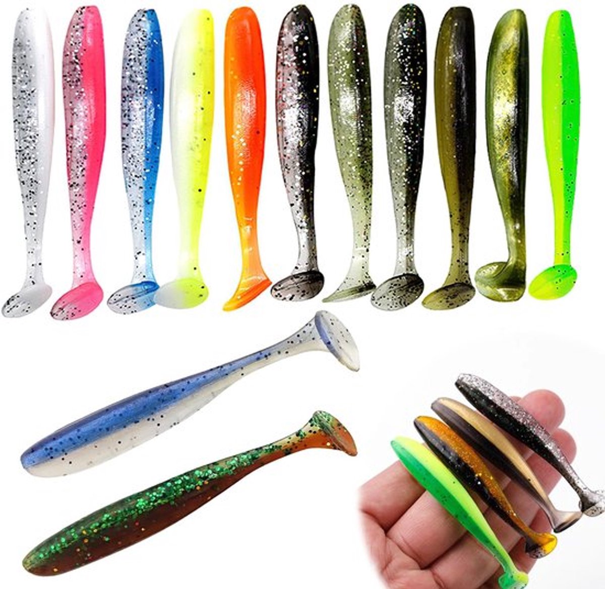 Kunstaas Set 130 Stuks - Rubber Aas 7 cm - Realistisch Ontwerp - Snoekbaars/Snoek/Baars/Forel - Gewicht 280 g - PVC Materiaal - Visaas