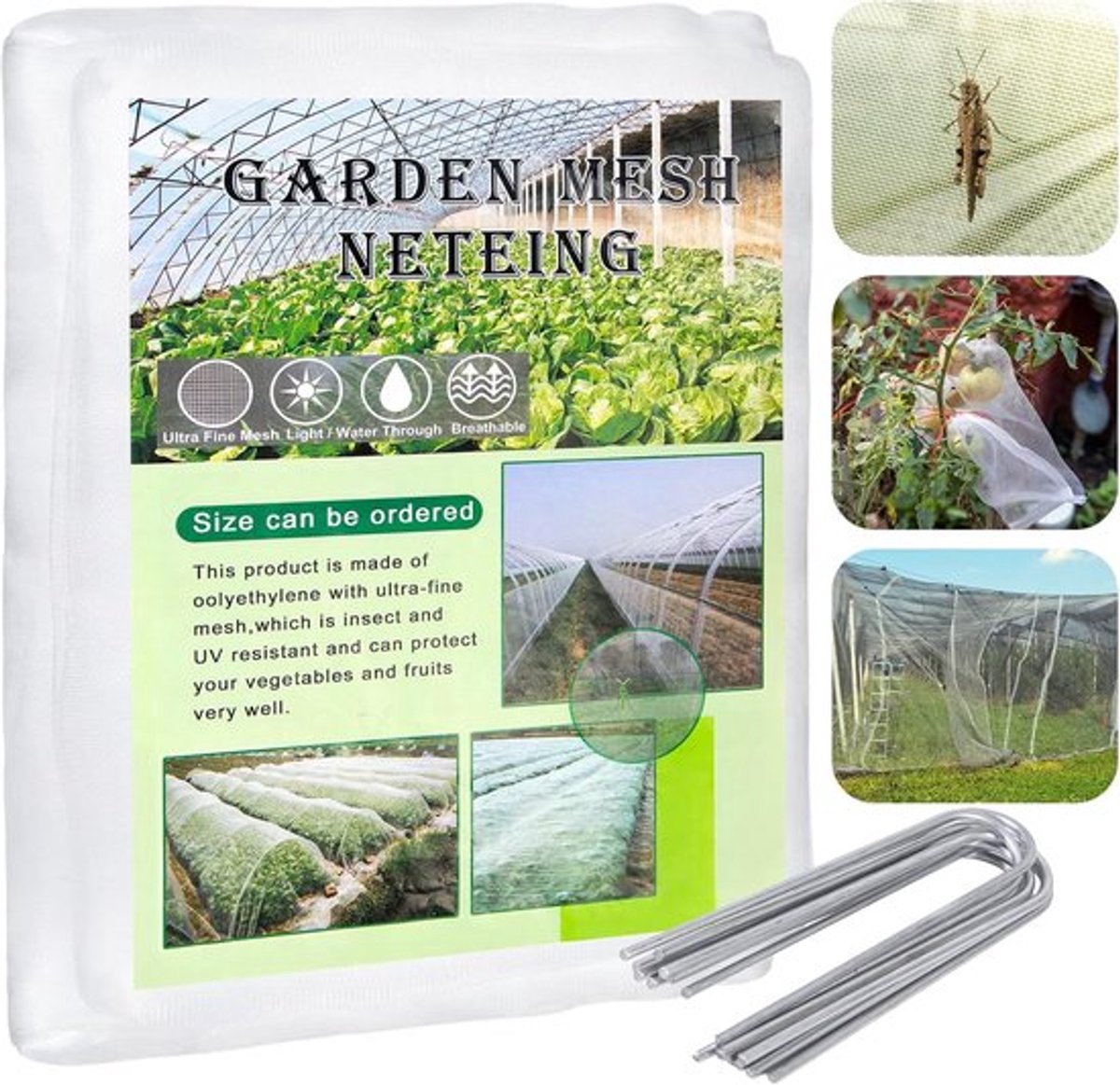 SnelShoppen - Insecten- en Vogelbeschermnet, Fijn Gaasnet voor Tuin, Groenten, Planten en Fruit, Herbruikbaar, 2 x 10 m, Ideaal voor Tuin en Kassen