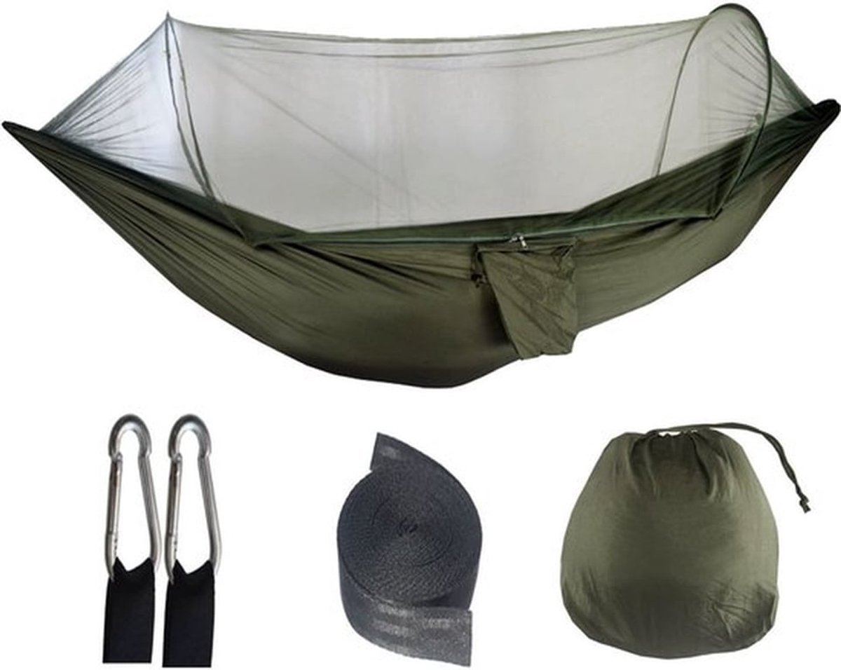 2 Personen Hangmat - binnen & buiten - voor Kinderen en Volwassenen Katoen - Campingaccessoires - Muggenhangmat - Outdoor Hangmat met Muskietennet - sneldrogend parachute
