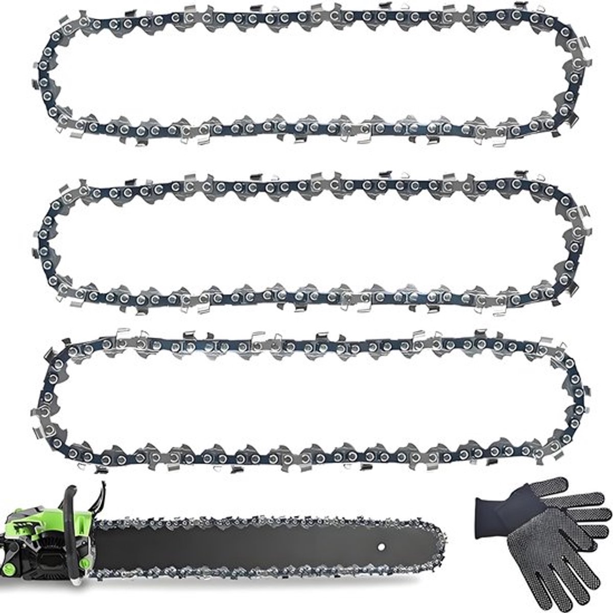 Zaagketting 40 cm - 3 x Professionele Ketting - 59 Aandrijfschakels - Halfbeitel Ketting - Compatibel met Oregon - Met 2 x Handschoenen - Kettingzaagketting