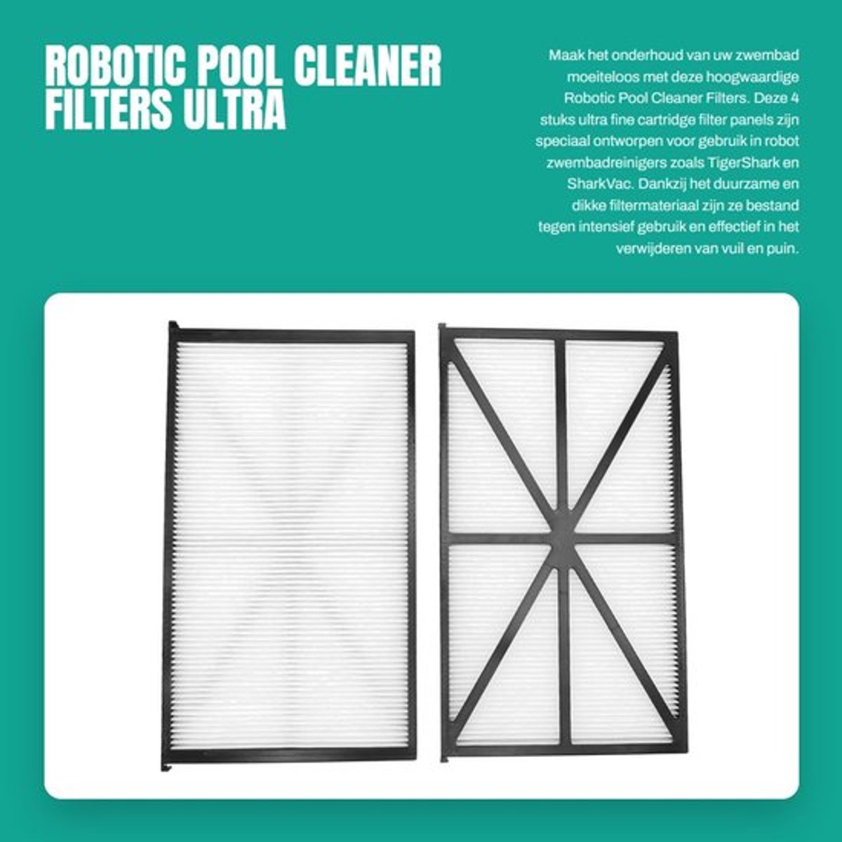 Pool Cleaner 4PCS Ultra Fijn Vervangingsfilters - 3-Laags Filter - Kunststof Frame - Geschikt voor TigerShark/SharkVac/AquaVac - Bestand tegen Vuil/Puin - Zwembadfilter