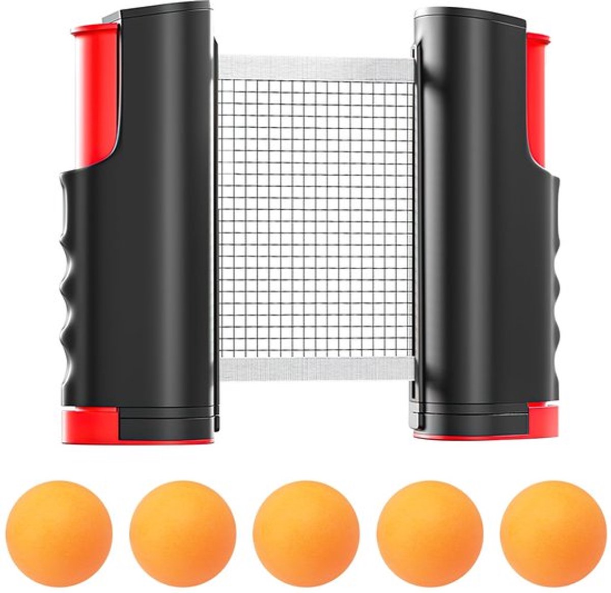 Uittrekbaar Draagbaar Tafeltennisnet - Pingpong Net - Ideaal voor Binnen en Buiten - Zwart - Inclusief Tafeltennisballen - Geschikt voor...