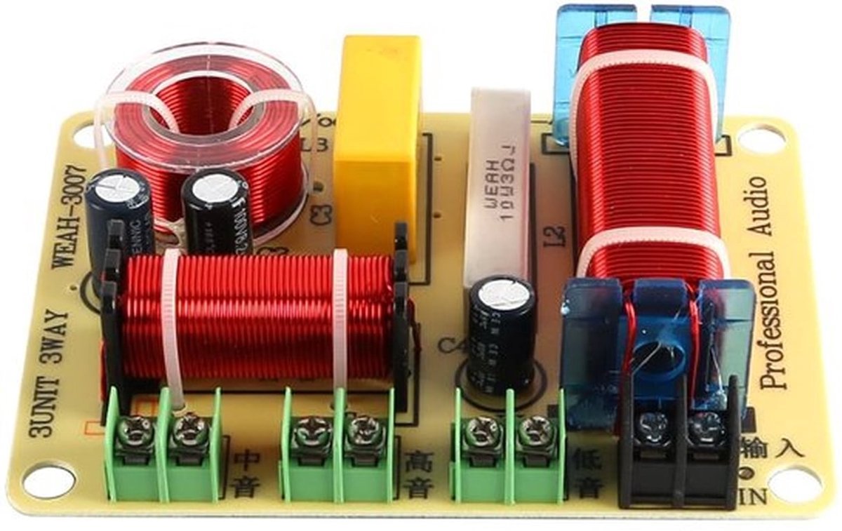 - 3-Weg Speaker Frequentiedivider - HiFi Crossover - Professionele geluidsinstallaties - 350W vermogen - Frequentiebereik - Geschikt voor D...