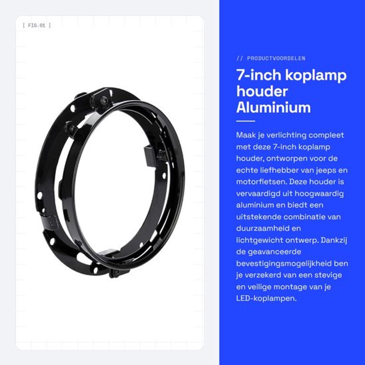 Koplamphouder 7 Inch - Zwarte Aluminiumlegering - Ronde Montagebeugel - Goed Fixatie-effect - Geschikt voor FLD/Touring Modellen - Lichtgewicht en Duurzaam - Koplampbeugel