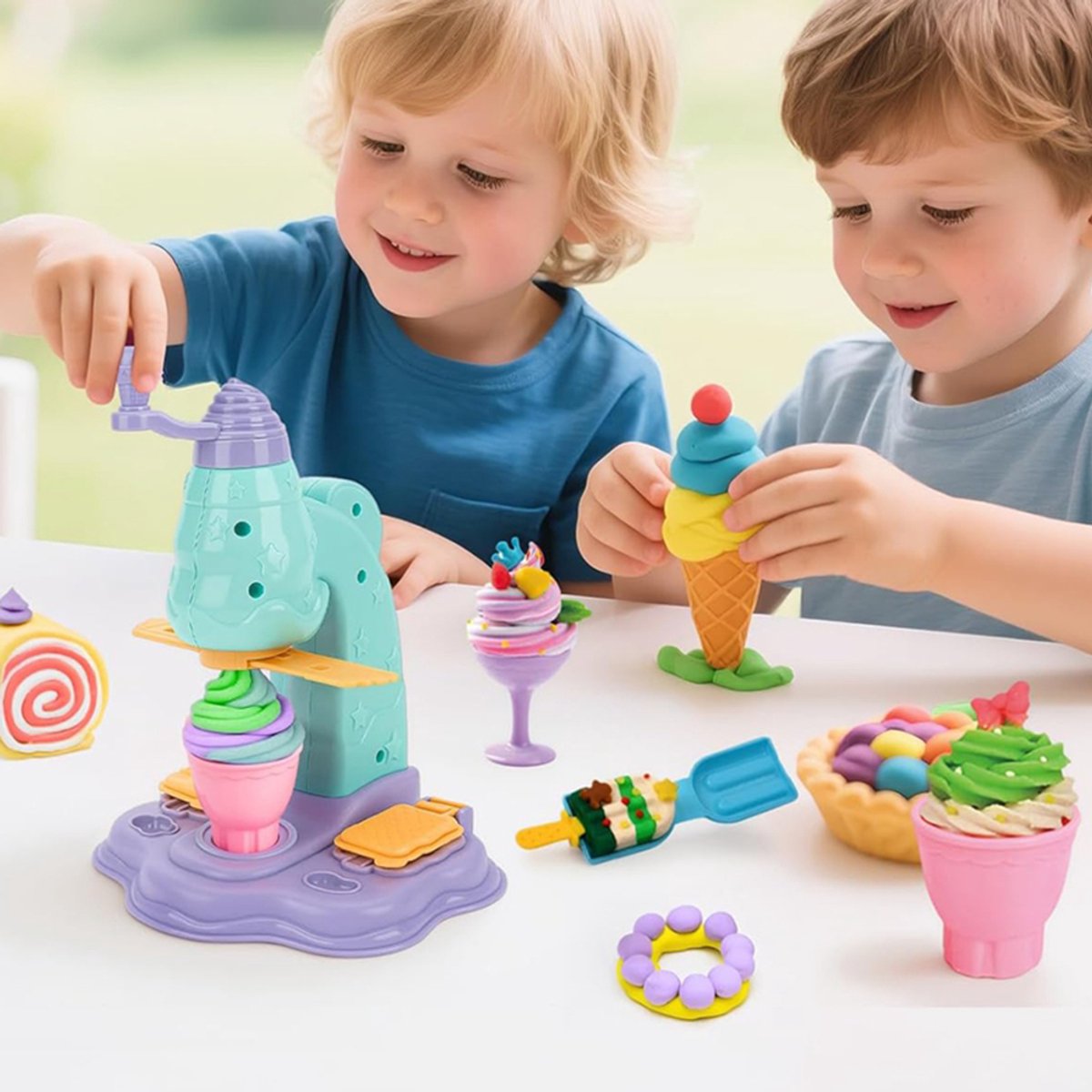 Boetseerklei - Speelklei Set - Klei Ijsvormenset - 12 Kleuren - Tarweklei Veilig - Herbruikbaar - Knutselen voor Kinderen - voor Kinderen Vanaf 3 Jaar - Educatief Cadeau