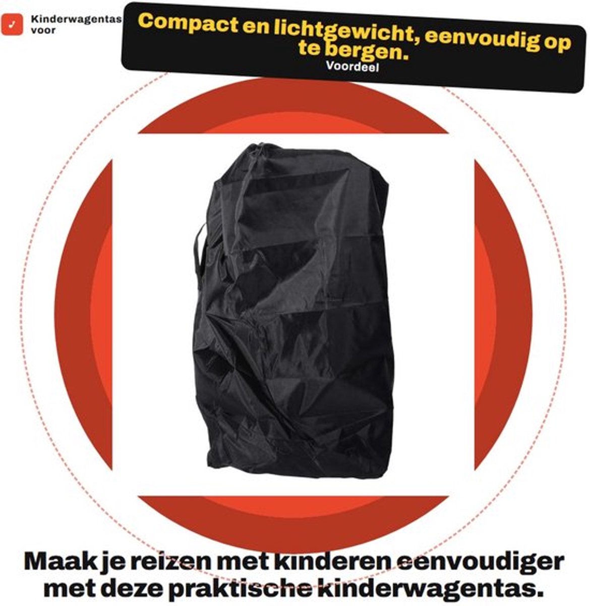 Kinderwagentas Opvouwbaar - Reistas Handbagage - Bescherming tegen Vuil - Verstelbare Sluitingen - Geschikt voor Dubbele/Jogging Kinderwagens - Compact Ontwerp