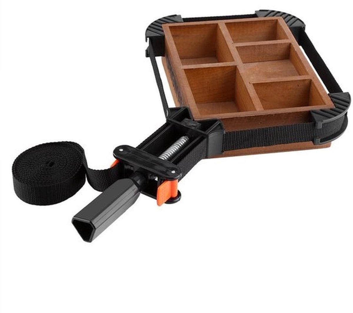Hoeklastang met 4 Klemmen - Verstelbare Klem - Houtbewerkingsgereedschap - Nylon/ABS - Totale Lengte 4 m - Zwart