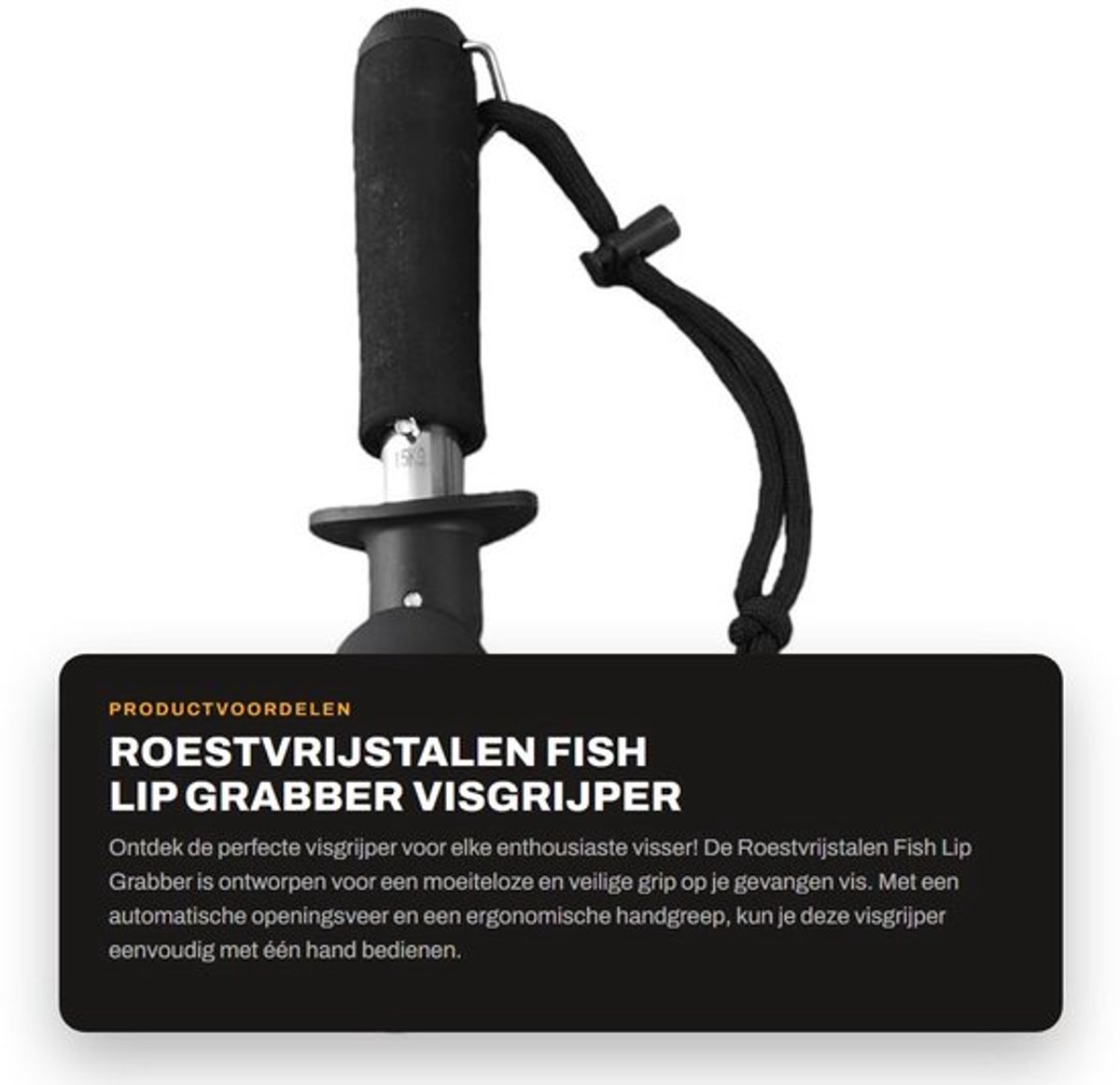 Visgrijper met 15 kg weegschaal - Roestvrij staal - Automatische openingsveer - Comfortabele grip - Anticorrosie - Waterdicht - Vishouder