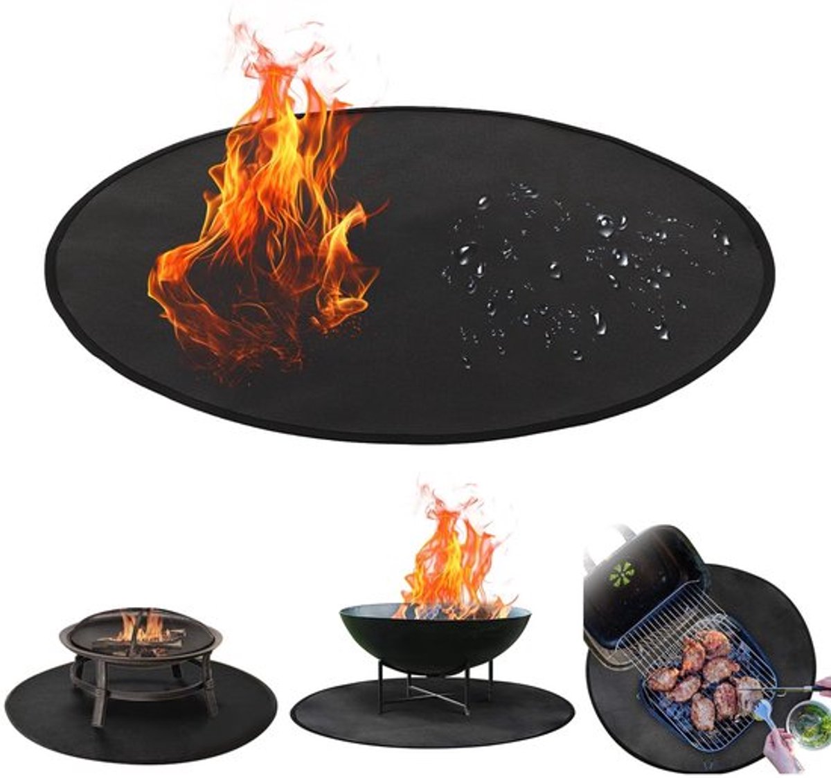 Grillmat Vuurvast - Hittebestendig - Wasbaar - BBQ Mat - Bescherming Vloeren/Tapijten - Compact/Lichtgewicht Ontwerp