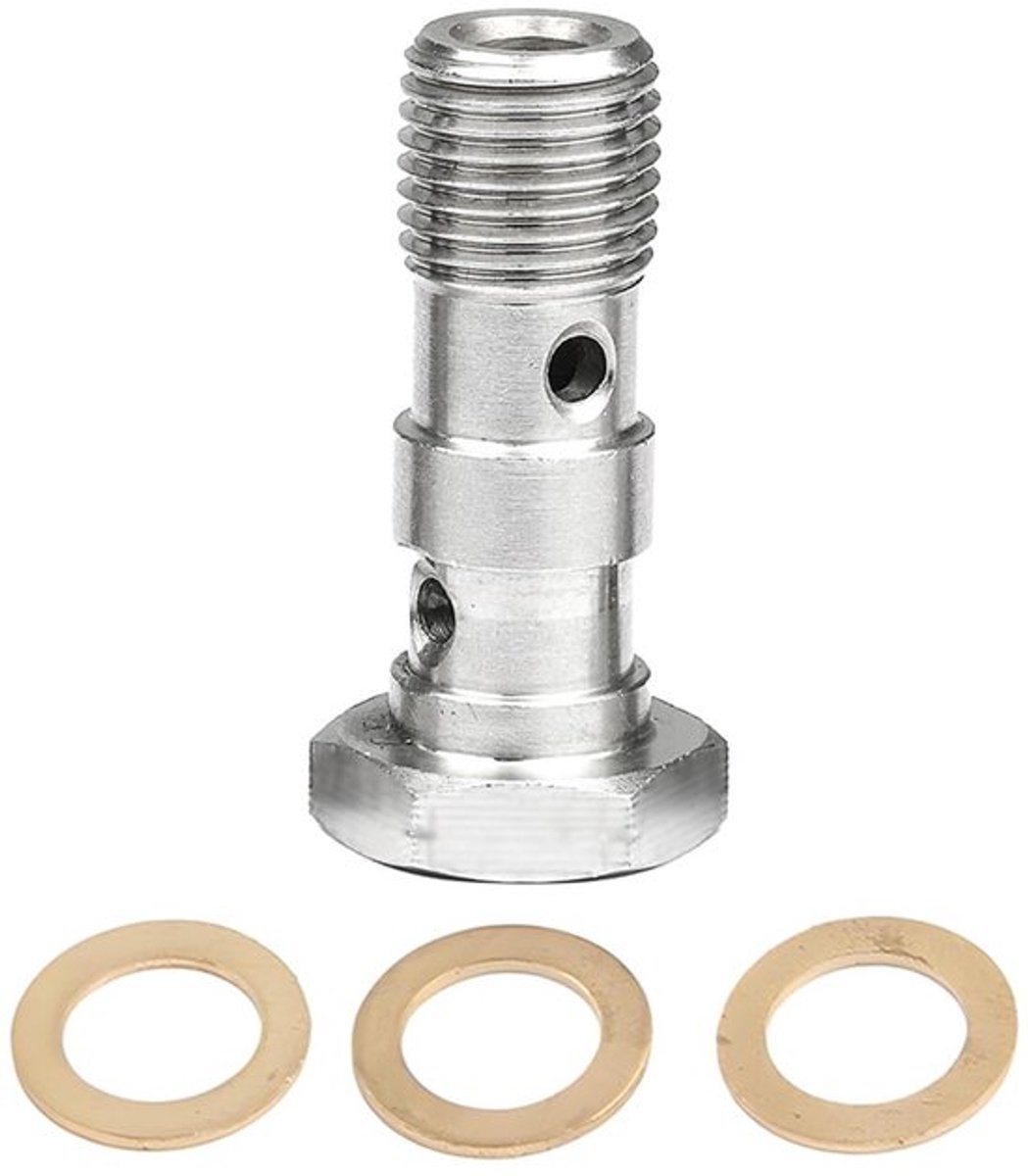 Metrische schroefdraad remkoppeling - Turbo-schroefdraad aansluiting - Roestvrij staal - Universeel - Motorfiets remvloeistof adapter - M10