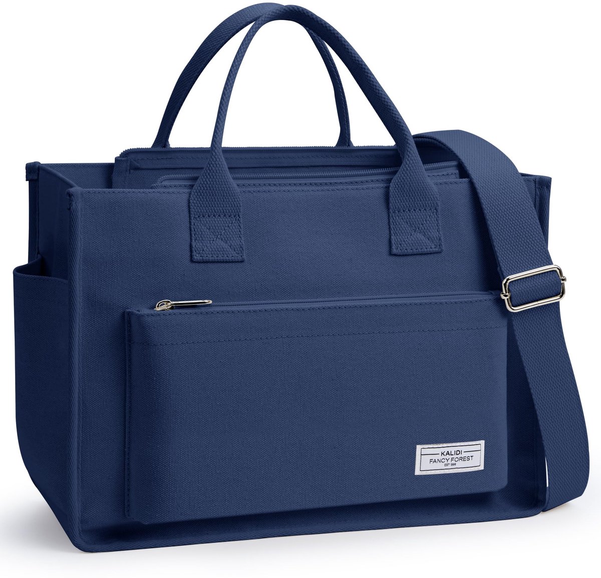 SnelShoppen - Fancy Forest Werktassen voor Vrouwen met Compartimenten, Grote Canvas Crossbody Tas met Rits voor Universiteit, Reizen, Bijbel, Medium -