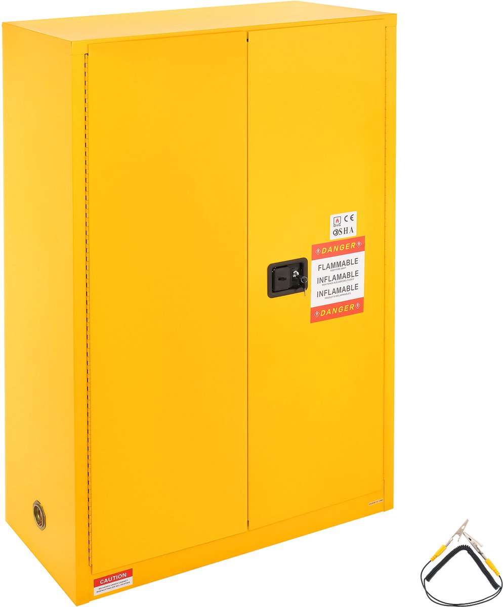 Veiligheidskast voor Brandbare Vloeistoffen, 45 Gallon, Gemaakt van Koudgewalst Staal, Opbergkast met Explosiewerende Eigenschappen, Afmetingen 42,9 X 18,1 X 65,2 Inch, Inclusief 2 Verstelbare Schappen