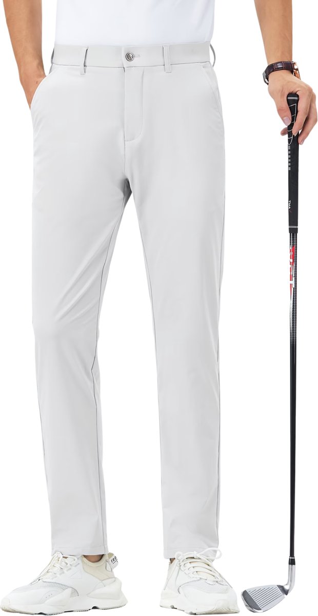 Currero Pantalon Heren Chino Regular Fit Golfbroek Nette Broek Met Elastische Tailleband Volwassenen 5XL Wit
