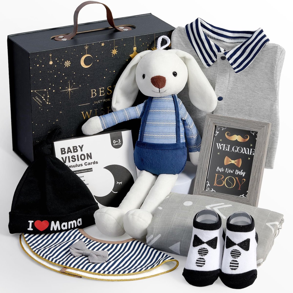 SnelShoppen - Baby Cadeauset voor Jongens en Meisjes - Luxe Babykleding, Knuffels en Speelgoed - Perfect voor Babyshowers, Kraamcadeaus en Eerste Verj