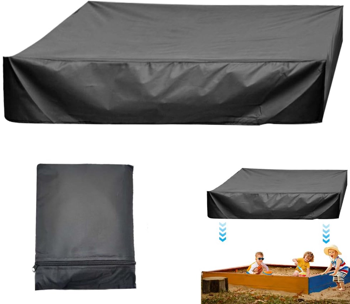 SnelShoppen - Waterdichte Zandbakafdekking 150x150 cm - Oxford-Weefsel - Afdekking met Trekkoord voor Zandzwembad, Tafel, Meubels - Ideaal voor Tuin,