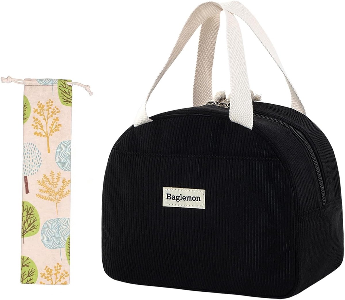 Stijlvolle Herbruikbare Lunchtas voor Vrouwen, Koeltas met Folie Binnenkant, Ideaal voor School, Werk en Picknick (Zwart)