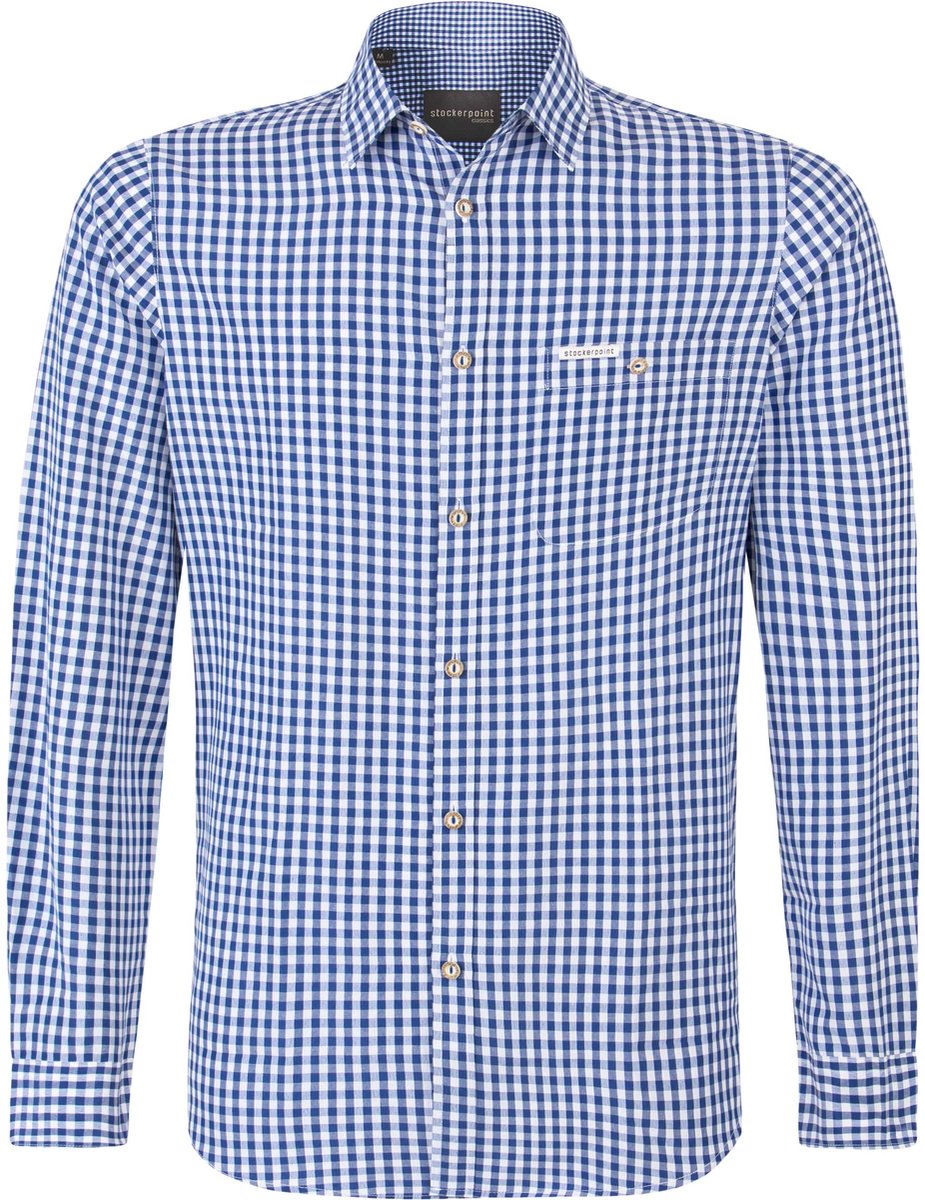 Stockerpoint Trachtenhemd blauw-wit met lange mouw