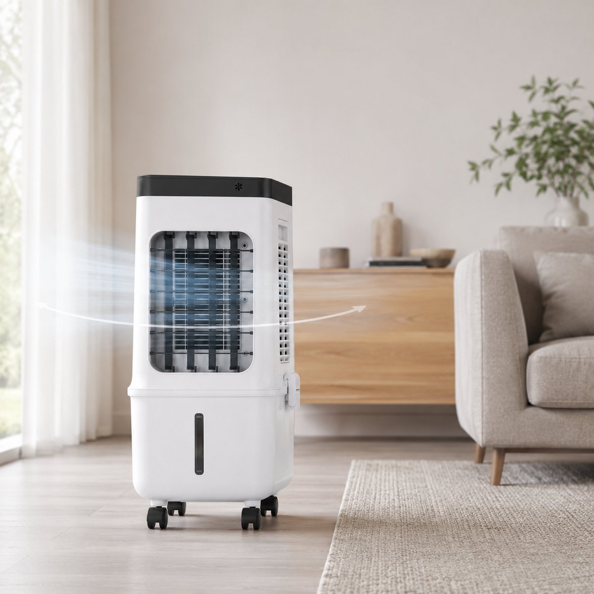 QORA® Airco Zonder Afvoerslang – Luchtkoeler, Ventilator & Luchtbevochtiger – 10,5L – Inclusief Ice Packs – Wit – foto 6