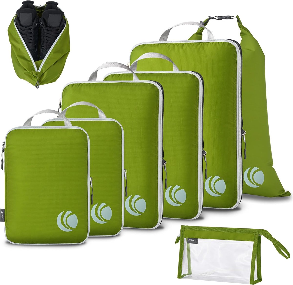 SnelShoppen - Compressie verpakking kubussen - Ultralichte reisbagage organizer set - Uitbreidbare reisbenodigdheden voor handbagage - Groen - 3 stuks