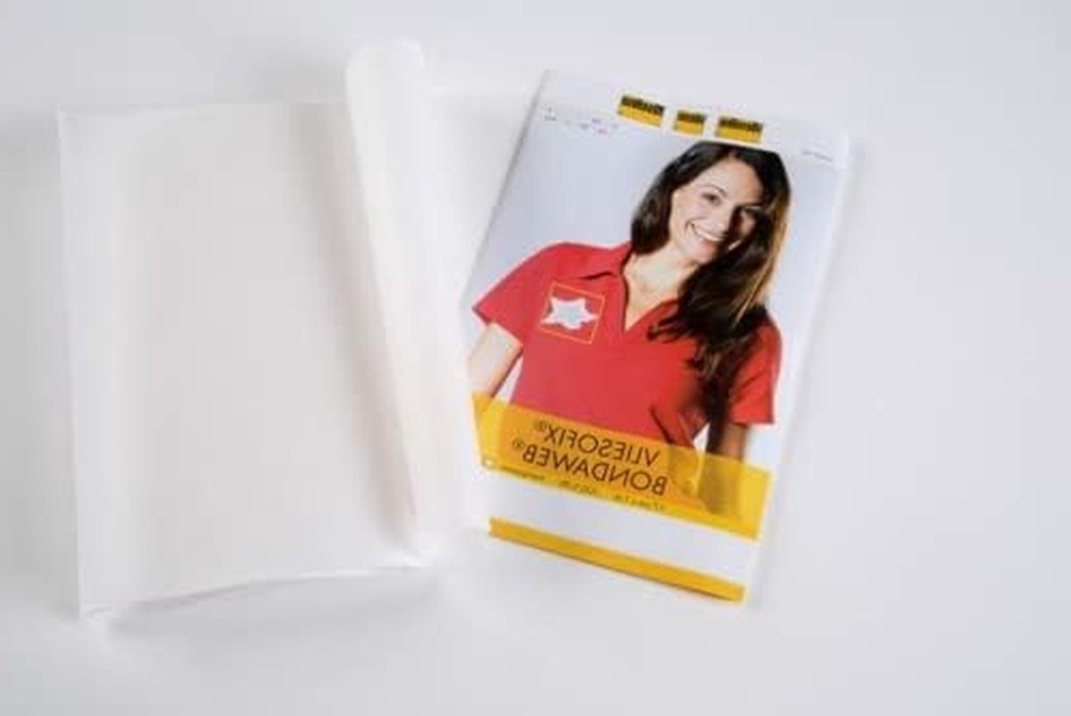 Strijk applicatie - Naai tussenvoering - Kleding repareren - Zelfklevend - 12 x 17.5 cm - Wit