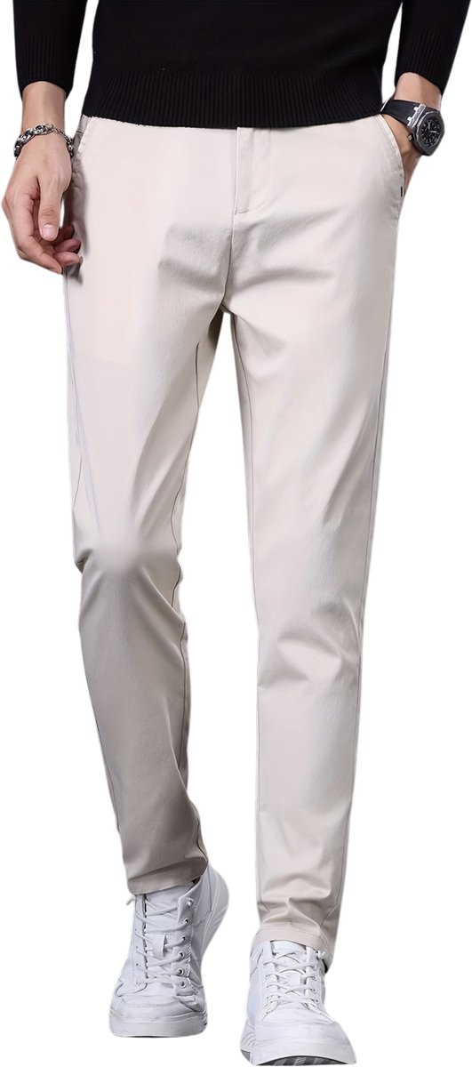 Currero Pantalon Heren Chino Regular Fit Golfbroek Nette Broek Met Elastische Tailleband Volwassenen XXXS Beige