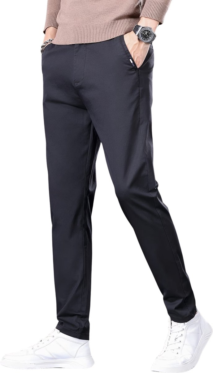 Currero Pantalon Heren Chino Regular Fit Golfbroek Nette Broek Met Elastische Tailleband Volwassenen XXXS Zwart
