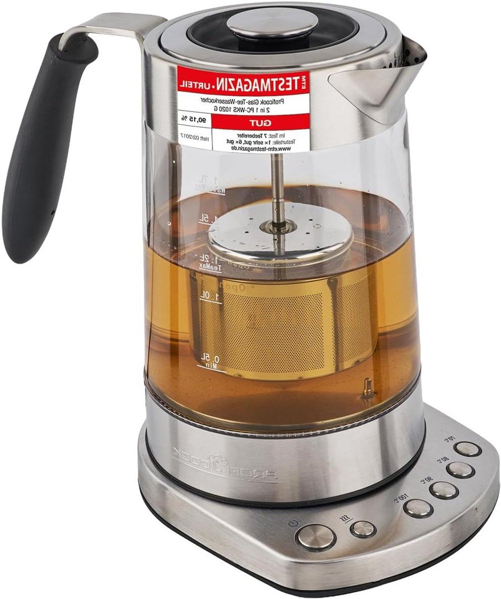 Glazen Waterkoker - Thee Apparaat - Thee Zetten - Instelbare Temperatuur - 17 Liter - Zilver