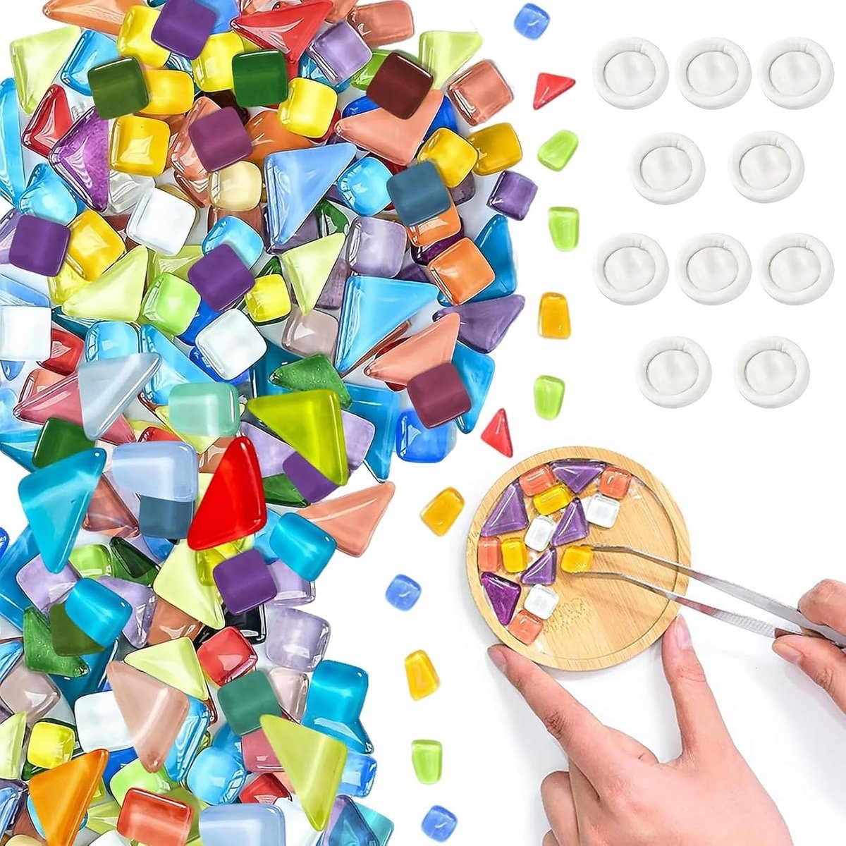 1 kg Kristallen Glazen Mozaïektegels, Polygonale Mozaïeksteentjes voor Puzzels, Mini Mozaïekset voor Creatieve DIY Projecten en Handwerken