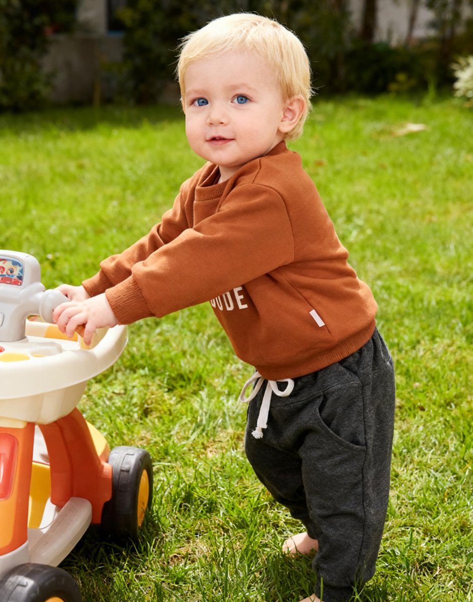 SnelShoppen - Babyjongens Kledingset Peuterkledingset Pullover Sweatshirt en Broek Outfit met Letterprint - Trainingspak voor 12-18 maanden/90cm - Kar