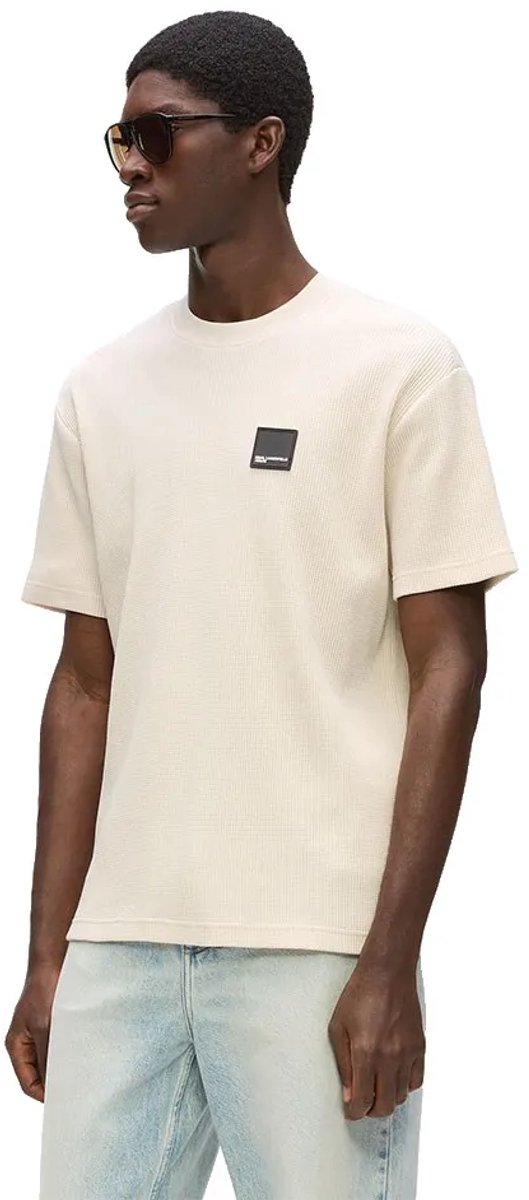 Karl Lagerfeld Jeans A1m17049 Waffle T-shirt Met Korte Mouwen Beige M Man