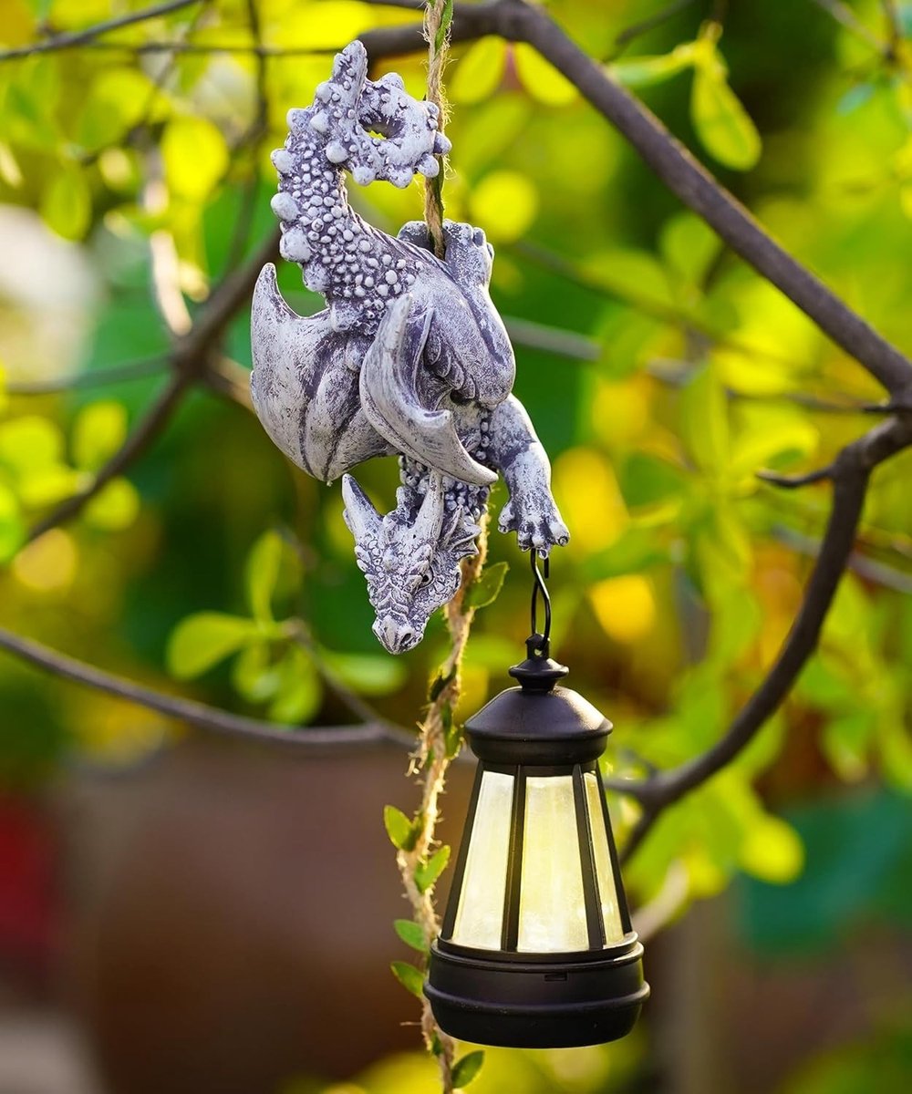 Hanging Dragon Figuren met Zonne-energie, Tuin Decoratie voor Buiten, Grappige Beeldjes voor Tuin, Patio en Balkon, Origineel Cadeau voor Vrouwen en Mannen