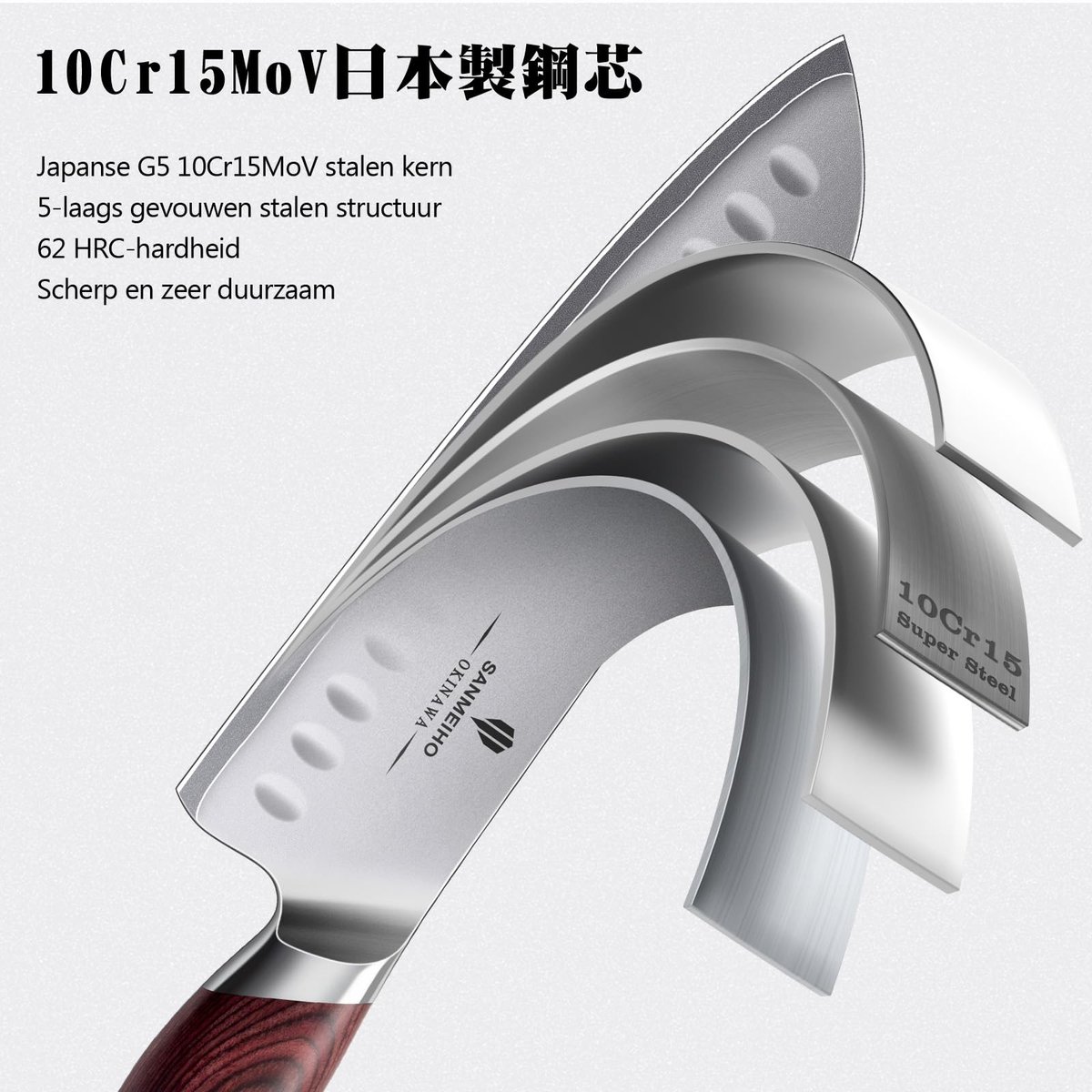 SnelShoppen - 18cm Santoku Chef-mes - Japans High Carbon Steel Keukenmes - 12° Ultra Scherp Lemmet - Ergonomisch Pakkawood Handvat - Keuken - Koken -